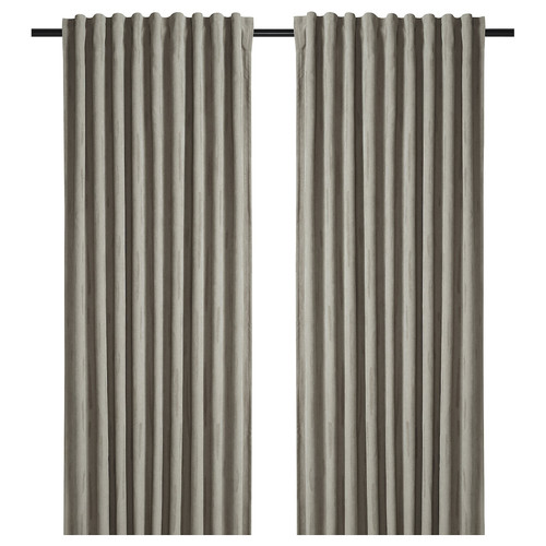 LAGEROLVON Room darkening curtains, 1 pair, beige, 145x300 cm