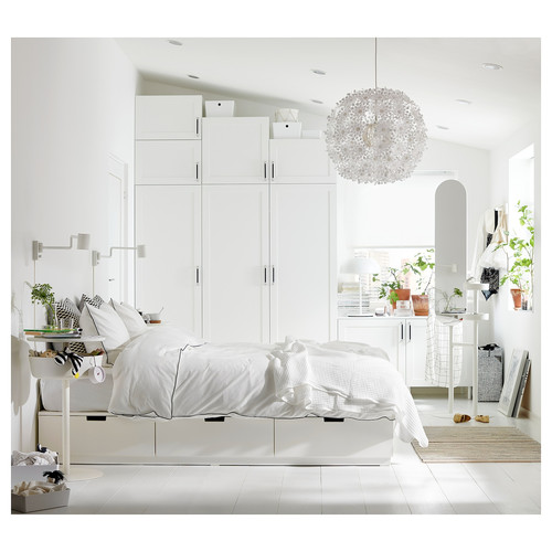 PLATSA Wardrobe with 9 doors, white Sannidal/white, 300x57x271 cm