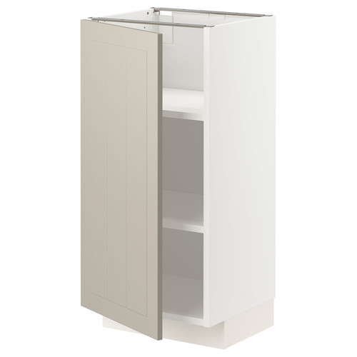 METOD Base cabinet with shelves, white/Stensund beige, 40x37 cm