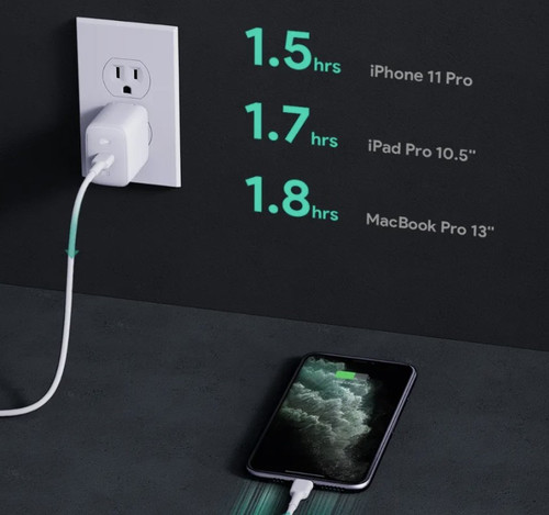 Aukey Wall Charger EU Plug PA-B2 Omnia GaN 1xUSB-C 61W Power Delivery 3.0 3A, white