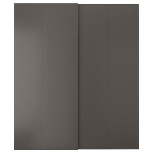 HASVIK Pair of sliding doors, dark grey, 200x236 cm