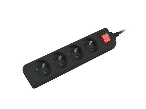 Lanberg Power Strip 4xFR, with circut breaker, full CU, 1.5m, black