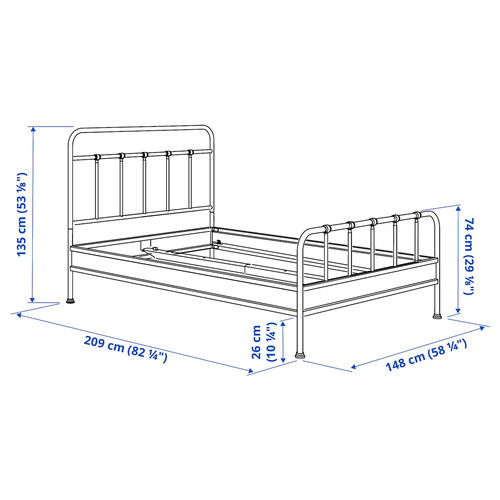 STJÄRNÖ Bed frame, anthracite/Lindbåden, 140x200 cm