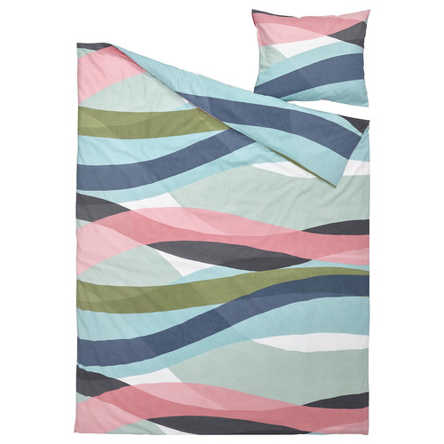 SVALSTJÄRTAR Duvet cover and pillowcase, multicolour, 150x200/50x60 cm