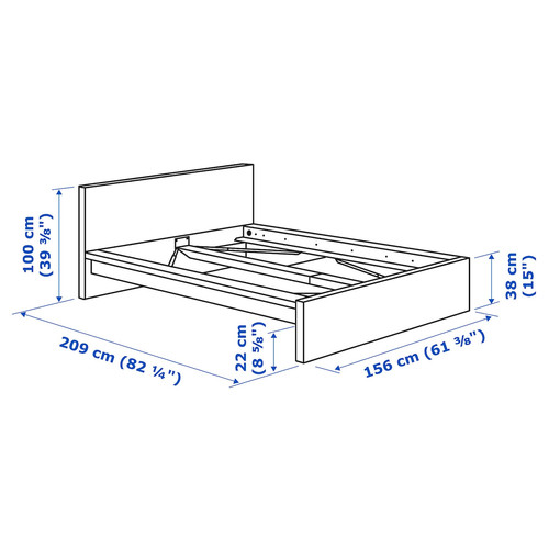 MALM Bedroom furniture, set of 4, black-brown, 140x200 cm