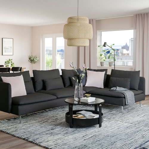 SÖDERHAMN Corner sofa, 4-seat, with open end/Fridtuna dark grey