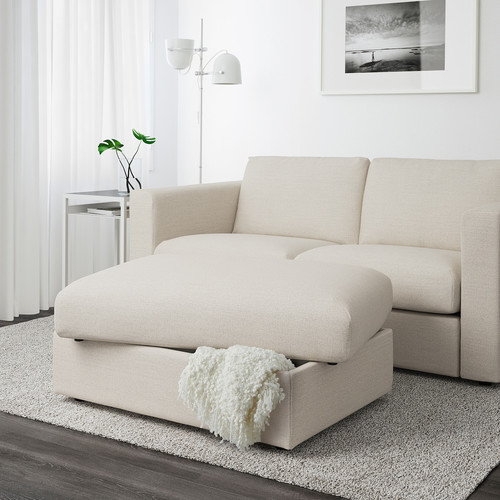 VIMLE Footstool with storage, Gunnared beige