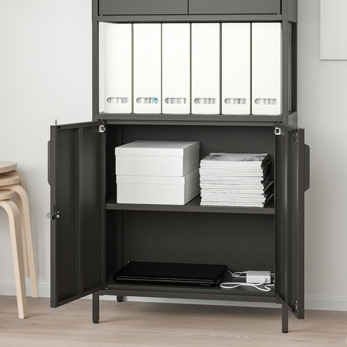 TROTTEN Cabinet with doors, anthracite, 70x173 cm