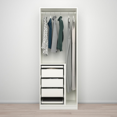 PAX / FORSAND/ÅHEIM Wardrobe combination, white/mirror glass, 75x60x201 cm