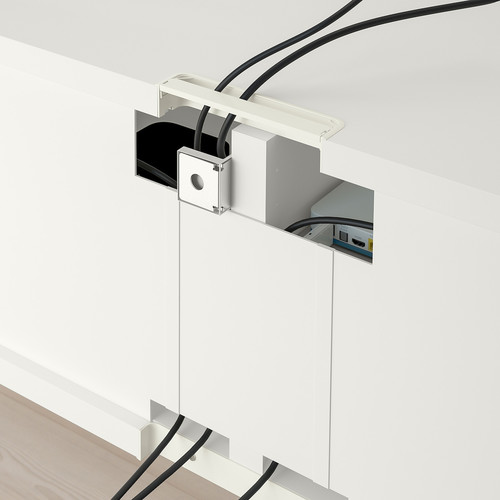 BESTÅ / EKET Cabinet combination for TV, white, white stained oak effect, 180x42x170 cm