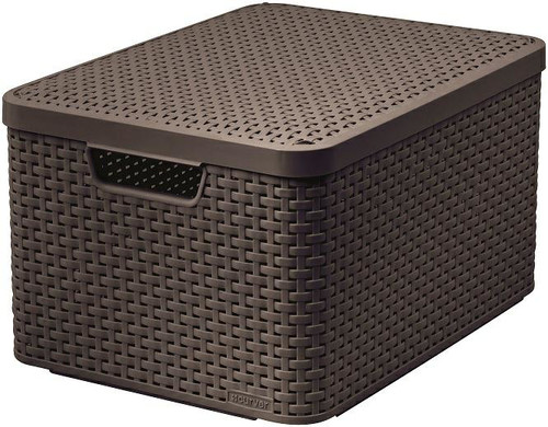 Curver Storage Basket with Lid L 30l, dark brown