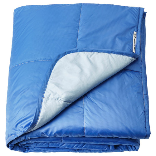 HYBRIDLÄRK Blanket/bag, dark blue/light blue, 130x190/40x40 cm