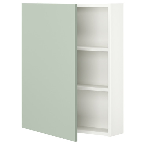 ENHET Wall cb w 2 shlvs/door, white/pale grey-green, 60x17x75 cm