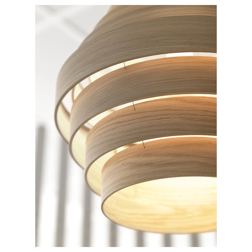 DYKARKLOCKA / HEMMA Pendant lamp, white stained oak veneer/white, 40 cm