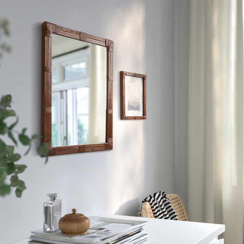 KLIBBAL Mirror, brown, 47x62 cm