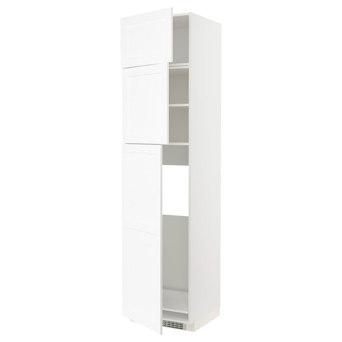 METOD High cab for fridge with 3 doors, white Enköping/white wood effect, 60x60x240 cm