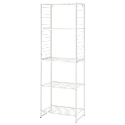 JOSTEIN Shelving unit with grid, in/outdoor/wire white, 62x40x180 cm