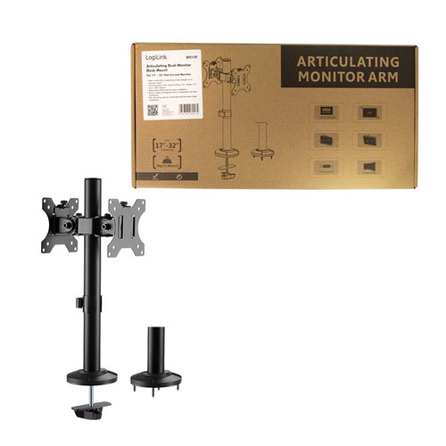 LogiLink Dual Monitor Mount, 17–32", Curved Screens, steel