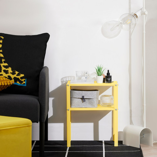 KNARREVIK Bedside table, bright yellow, 37x28 cm