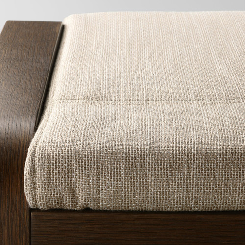 POÄNG Footstool, brown, Hillared beige