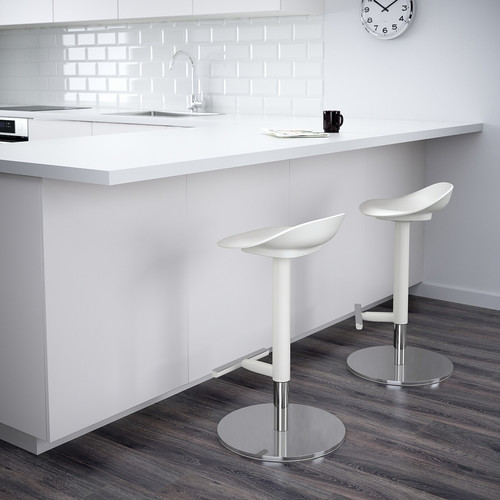 JANINGE Bar stool, white, 76 cm