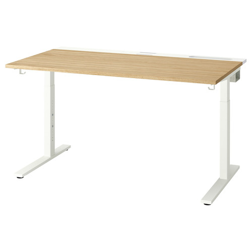 MITTZON Desk, oak veneer/white, 140x80 cm