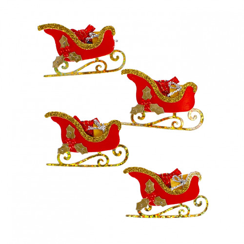 Craft Christmas Self-Adhesive Decoration Set Sleigh 4pcs