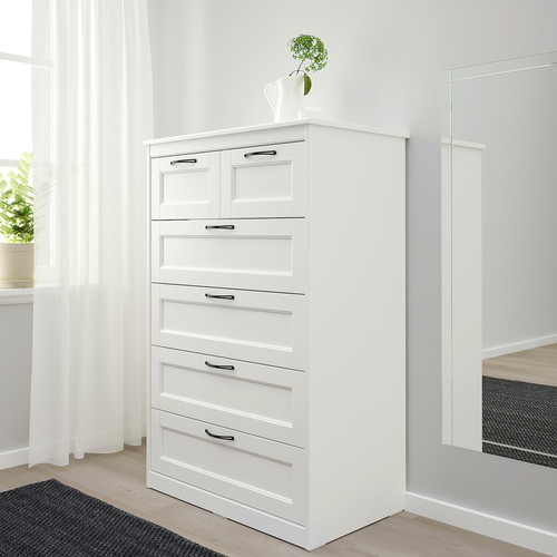 SONGESAND Chest of 6 drawers, white, 82x126 cm