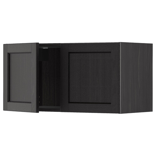 METOD Wall cabinet with 2 doors, black/Lerhyttan black stained, 80x40 cm