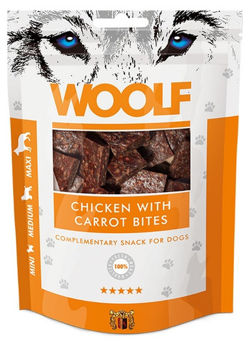 Woolf Complementary Snack for Dogs Chicken With Carrot Bites 100g