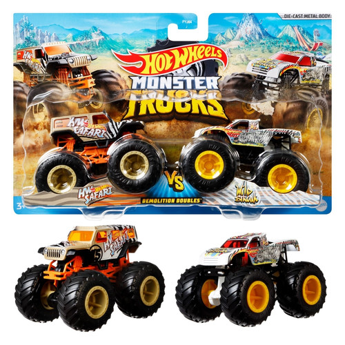 Hot Wheels Monster Trucks Vehicle 2-pack 1:64 FYJ64, 1pc, assorted colours, 3+