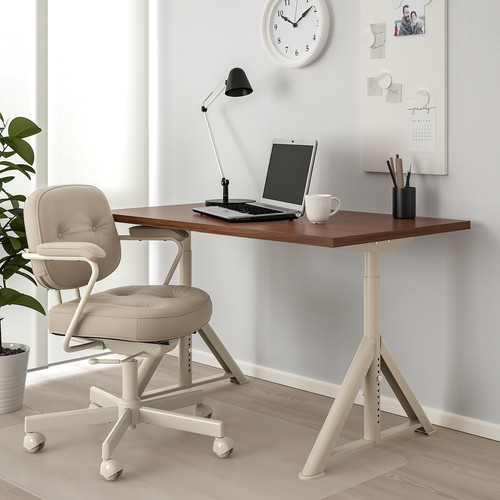 IDÅSEN Desk, brown, beige, 120x70 cm