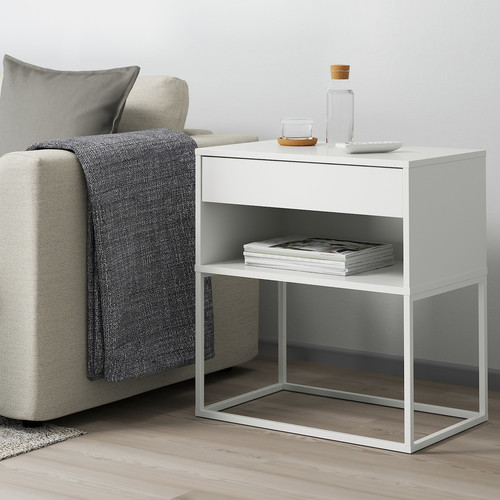 VIKHAMMER Nightstand, white, 60x39 cm