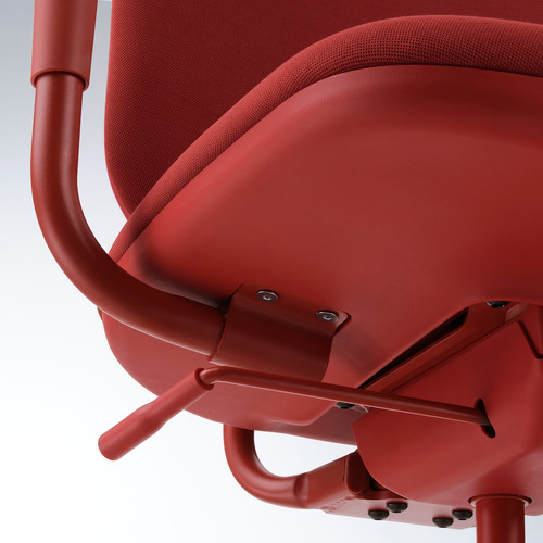 SMÖRKULL Office chair with armrests, Gräsnäs red