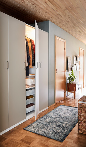 REINSVOLL Door with hinges, grey-beige, 50x195 cm