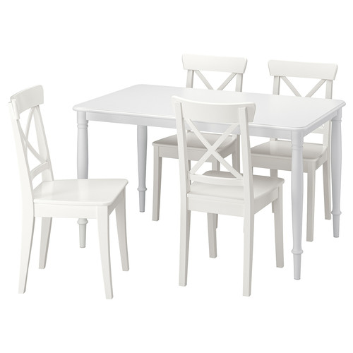 DANDERYD / INGOLF Table and 4 chairs, white/white, 130 cm