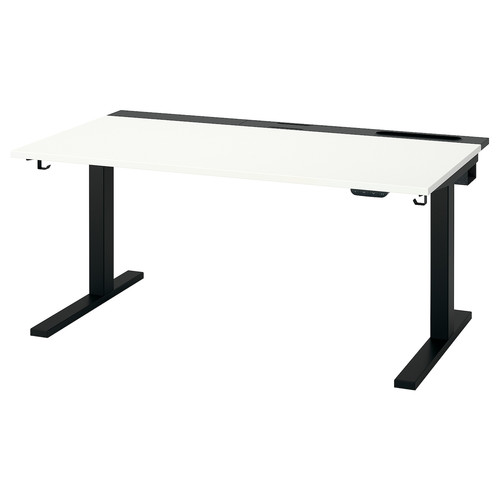 MITTZON Desk sit/stand, electric white/black, 140x80 cm