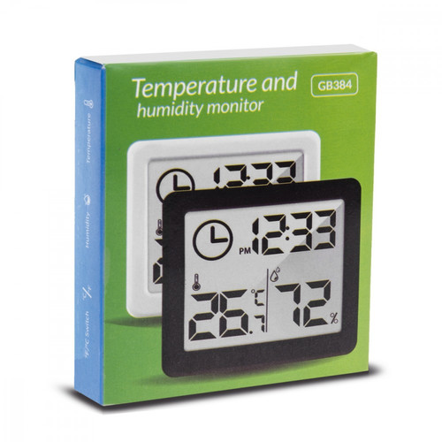 GreenBlue Clock with Thermometer GB384W, white