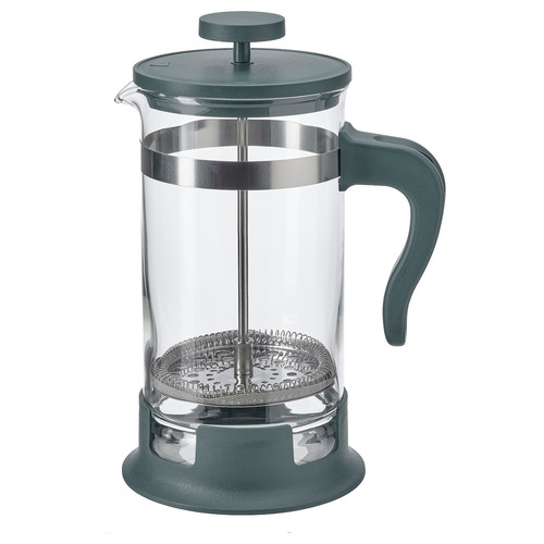 UPPHETTA Coffee/tea maker, glass/stainless steel dark grey-turquoise, 1 l