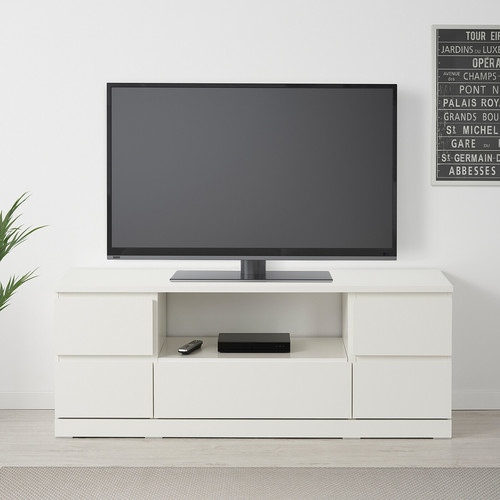 MALM TV bench, white, 160x48 cm