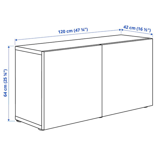 BESTÅ Wall-mounted cabinet combination, white/Hanviken white, 120x42x64 cm