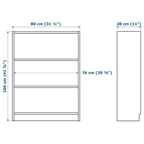 BILLY / OXBERG Bookcase with doors, white, 80x30x106 cm