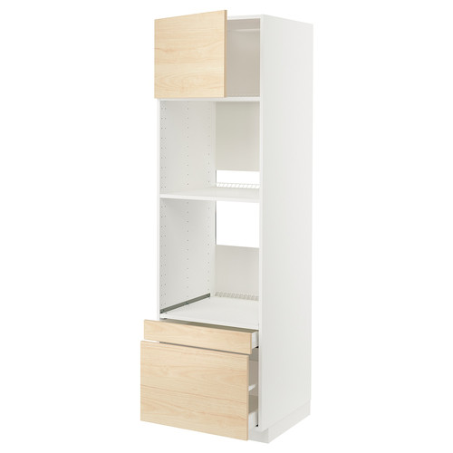 METOD / MAXIMERA Hi cab f ov/combi ov w dr/2 drwrs, white/Askersund light ash effect, 60x60x200 cm