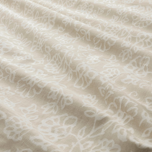 TRINDSTARR Duvet cover and 2 pillowcases, beige/white, 200x200/50x60 cm