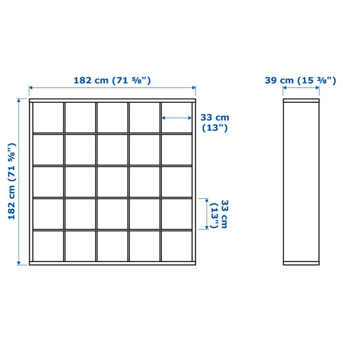 KALLAX Shelving unit with 10 inserts, black-brown, 182x182 cm