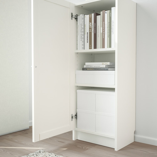 BILLY / OXBERG Bookcase with door, white, 40x30x106 cm