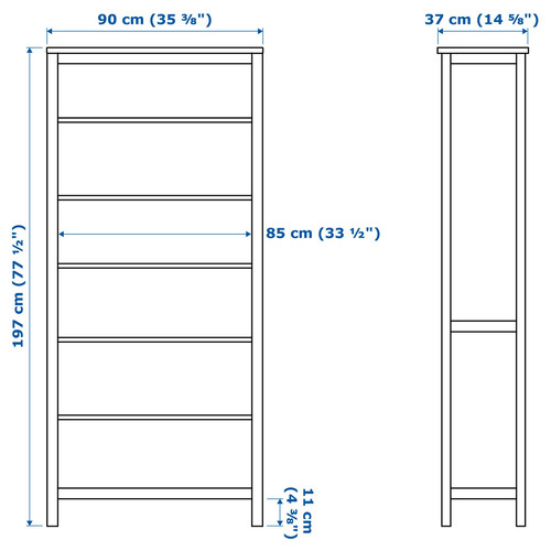 HEMNES Bookcase, black-brown, 90x197 cm