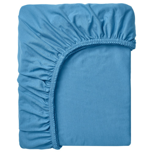 VÅRVIAL Fitted sheet, blue, 140x200 cm