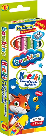 Bambino Coloured Pencils 6 Colours + Sharpener