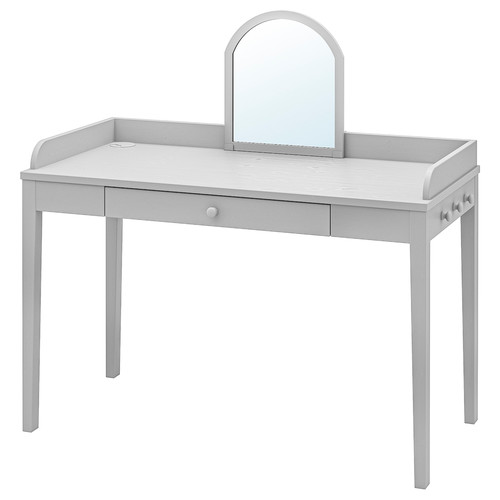 SMYGA Desk with mirror, light grey, 122x60 cm